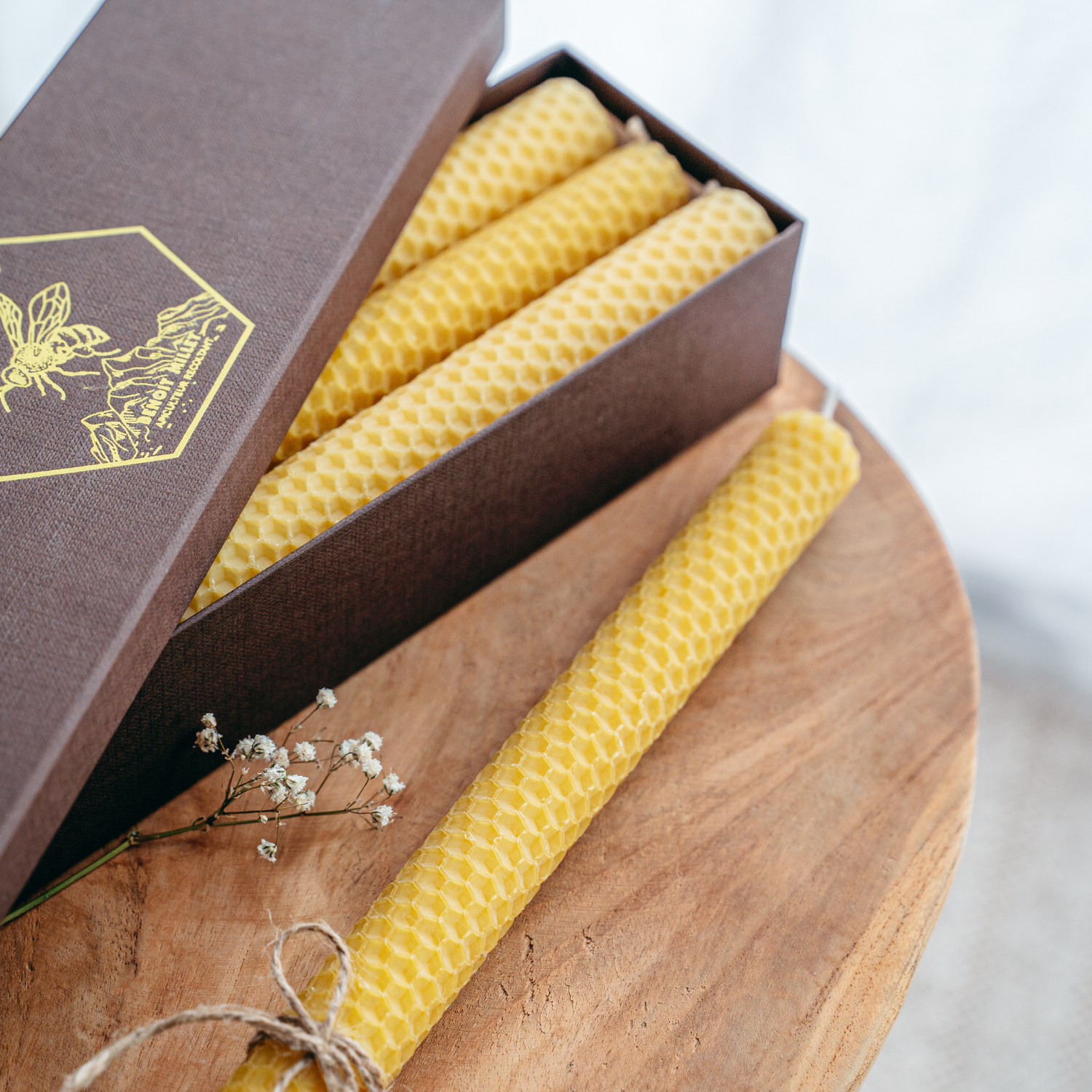 Box of 6 Beeswax Taper Candles