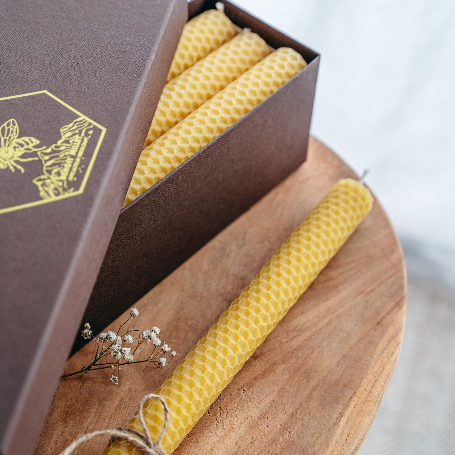 Box of 9 Beeswax Taper Candles