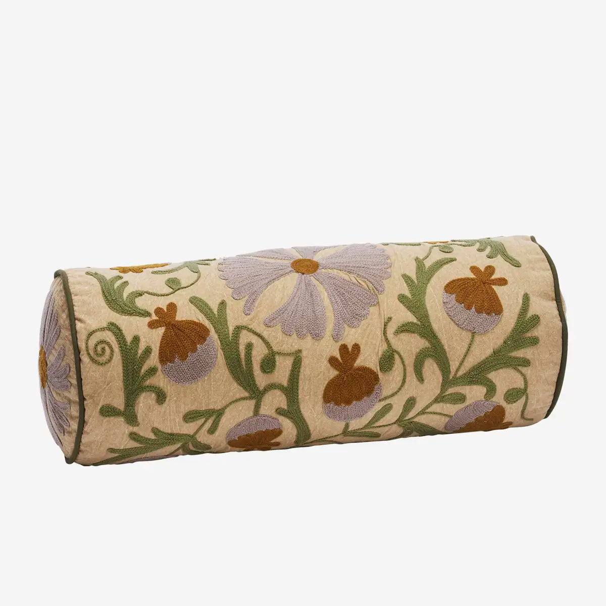 Coussin traversin brodé Camel