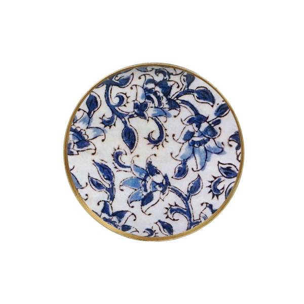 Mini plateau rond Ispahan bleu