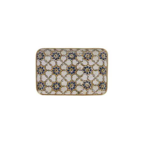 Zellige Metal Tray – Ochre & Blue