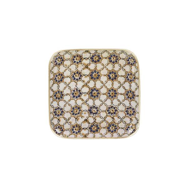 Plateau métal Zellige 16X16 ocre bleu