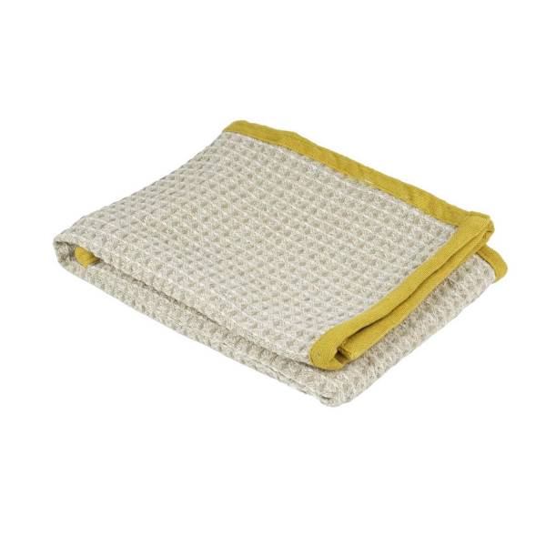 Torchon nid d'abeilles bordure Ocre