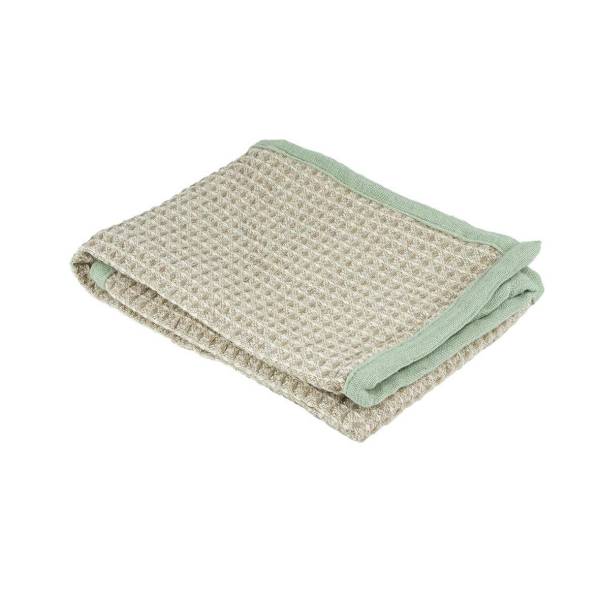 Torchon nid d'abeilles bordure Sauge