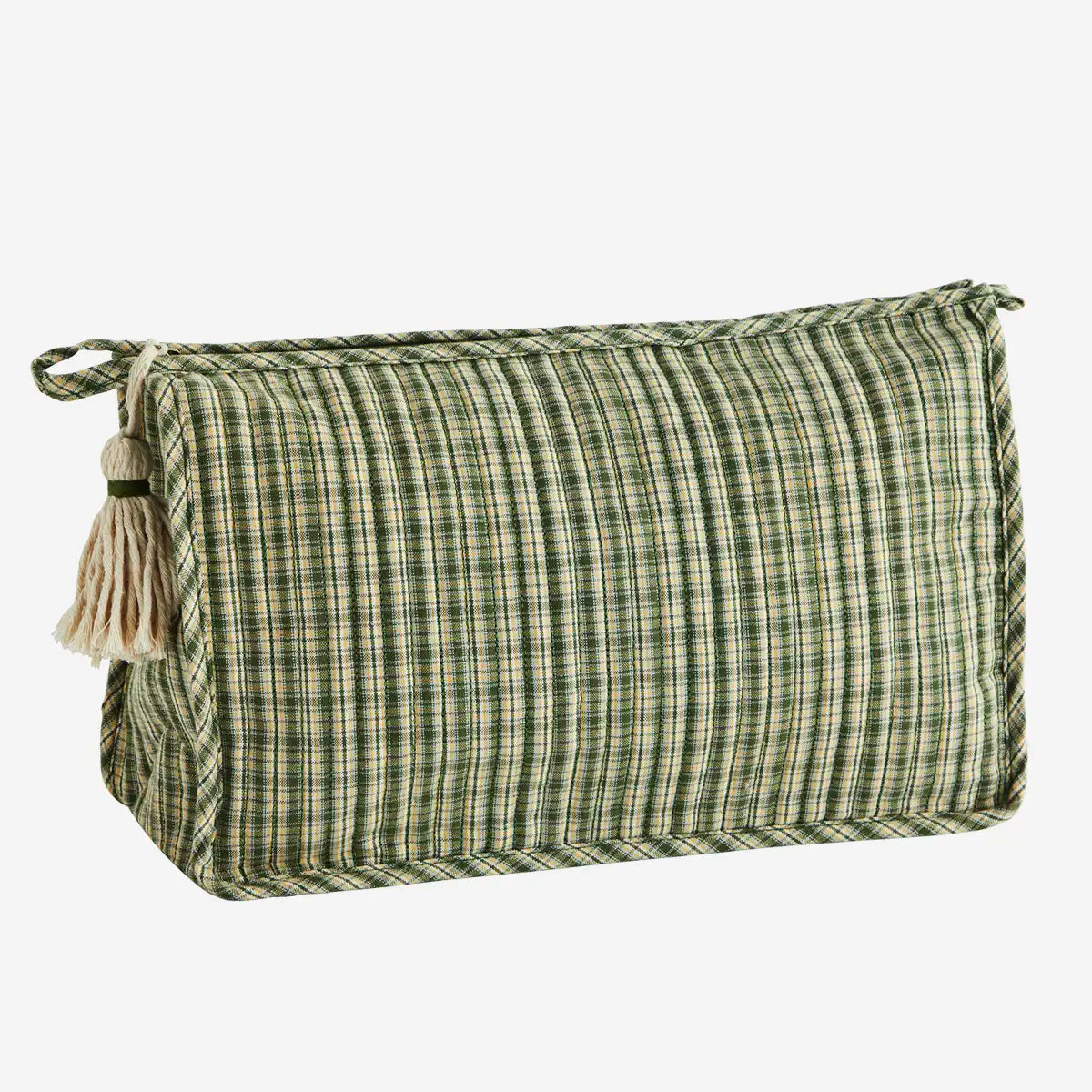 Trousse de toilette matelassée avec pompon, coloris Vert